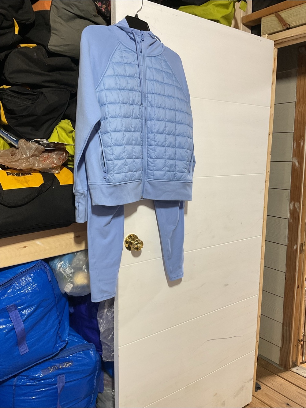 Light Blue Women's Quilted Hooded Jacket
